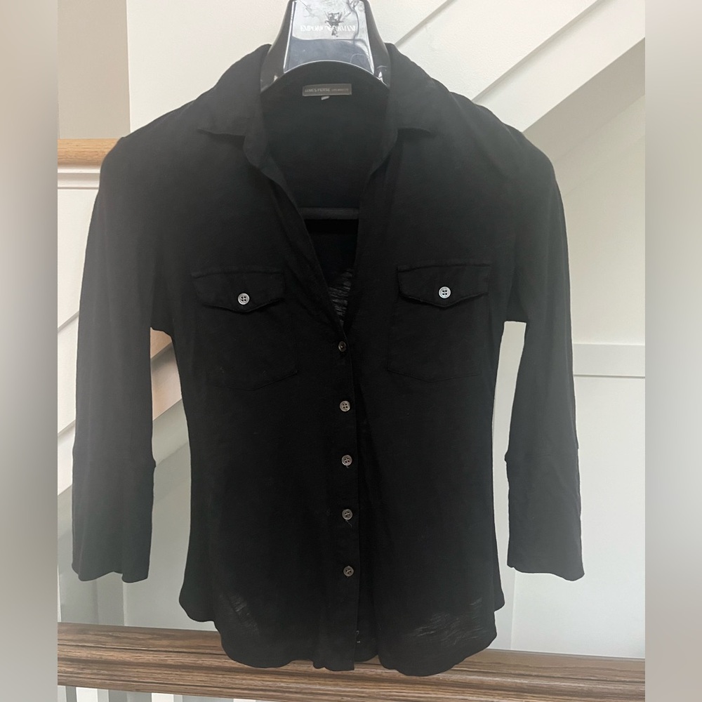 James Perse Black Knit Shirt